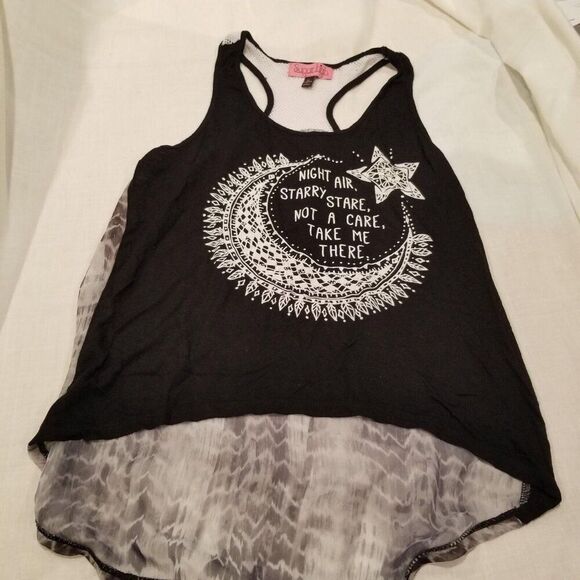 Sugar High Womens M Tank Top Shirt Black Night Air Starry - Picture 3 of 5